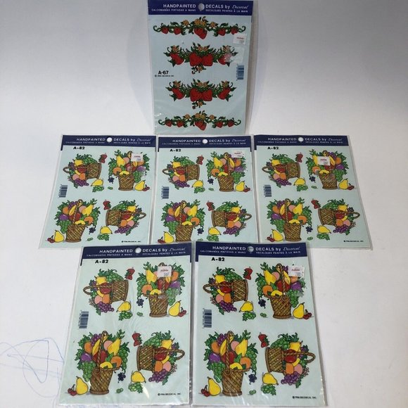 VTG Decals by Decoral Hand painted Fruits Berries Basket A-82 A-67 Colorful MCM - Picture 2 of 5